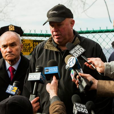 NEW YORK, NY - DECEMBER 1: (L-R) Fire Department of New York (FDNY) Commissioner Edward Kilduff, Commissioner of the New York City Police Department (NYPD) Ray Kelly, MTA Chairman and CEO Thomas F. Prendergast, and New York Gov. Andrew M. Cuomo speak to the media after Metro-North train derailed near the Spuyten Duyvil station December 1, 2013 in the Bronx borough of New York City. Multiple injuries and several deaths were reported after the seven car train left the tracks as it was heading to Grand Central Terminal along the Hudson River line. (Photo by Christopher Gregory/Getty Images)