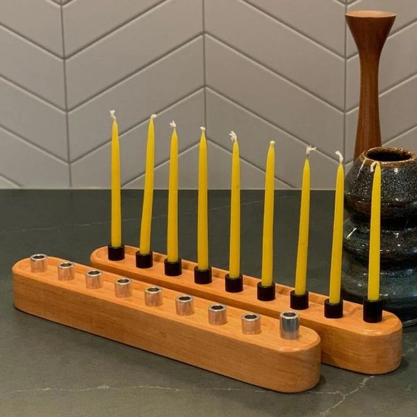 The Knotty Dane Rounded Wooden Menorah