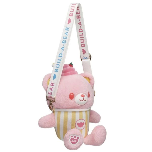 Build-a-Bear Strawberry Lemonade Bear Slushie Plushie with Carrying Strap