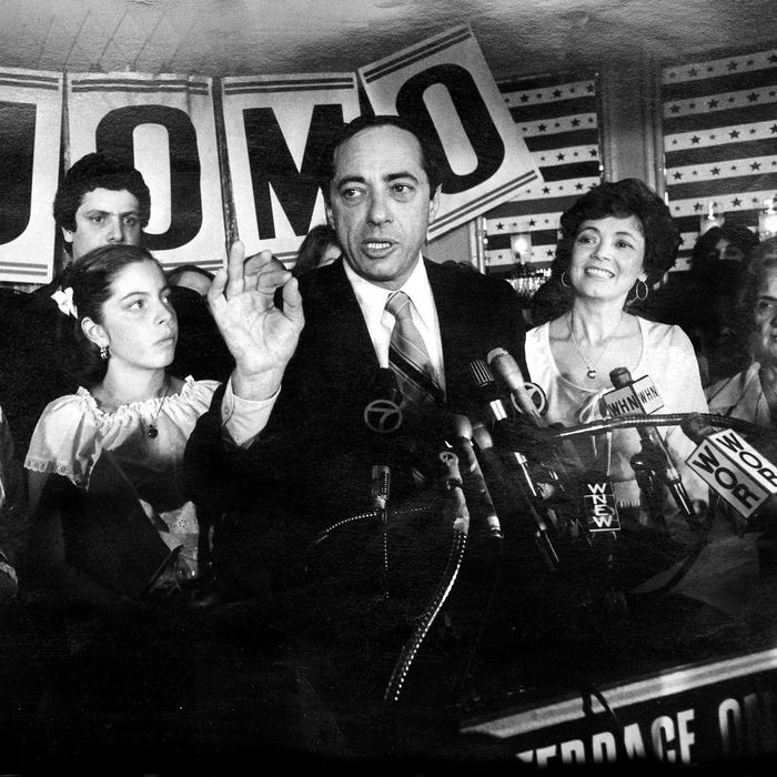 UNITED STATES - SEPTEMBER 19: Mario Cuomo, with wife and daughter, thanks supporters as he concedes defeat in the runoff primary at Tavern on the Green. (Photo by Bill Stahl Jr./NY Daily News Archive via Getty Images)