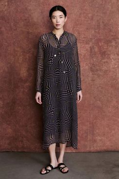 Chan Luu Eloise Dress Blue Warped Plaid