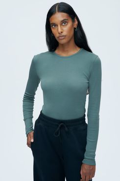 Helmut Lang Synthetic Jersey Mockneck Top in Grey Womens Clothing Tops Long-sleeved tops 