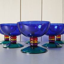 Vintage 1990s Memphis Inspired Italian Plastic Coupe Glasses