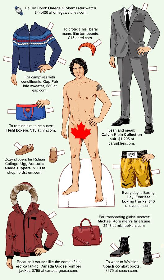 Canadian Prime Minister Justin Trudeau paper doll