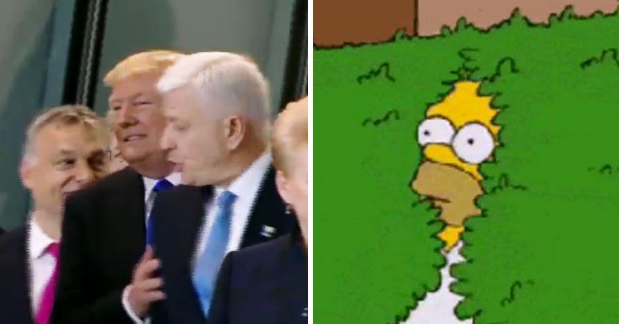Trump Shoving Prime Minister Backwards Is Homer Simpson GIF