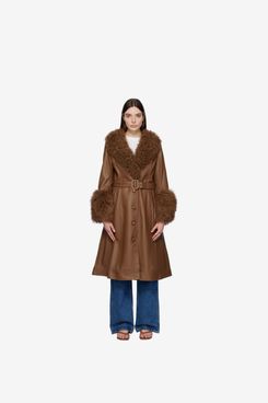 Saks Potts Brown Foxy Shearling Coat