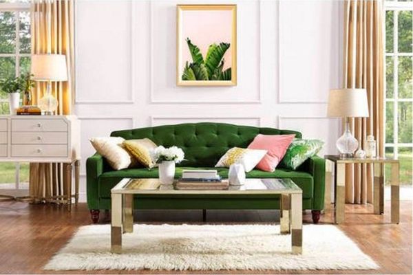 Novogratz Vintage Tufted Sofa Sleeper II, Green