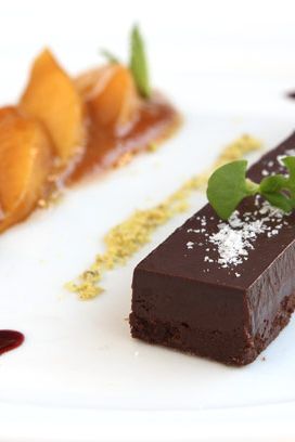 Chocolate-Mastiha Ganache, Peach Compote