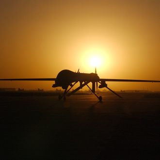 The RQ-1 Preditor taxi's in after one of its sorties September 15, 2004 in Balad Air Base, Iraq. The RQ-1is a medium-altitude, long-endurance unmanned aerial vehicle. 