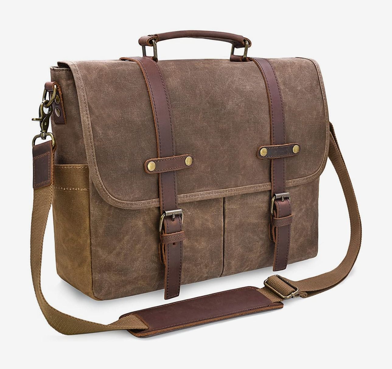 Leather Briefcase Laptop Bag Messenger Shoulder Work Bag Crossbody Handbag for Business Travelling Christmas for Men 