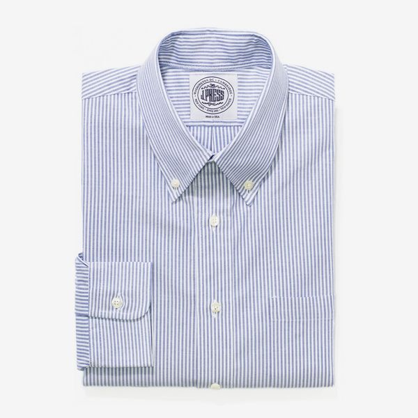 Camisa de vestir Oxford azul/blanca de J.Press