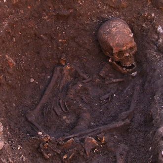 Leicester, United Kingdom. 4th February 2013 -- Human remains found in trench one of the Grey Friars dig. Images used with consent from the University of Leicester. -- King Richard the III is the last King of England to have died in battle. He died in the Battle of Bosworth on 22nd August 1485. University of Leicester excavated the human remains and claim that DNA tests have proven positive for the King.