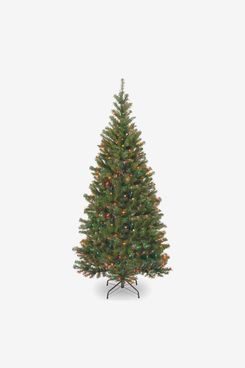 National Tree Company Pre-Lit Artificial Slim Christmas Tree — Aspen Spruce, 6 Feet