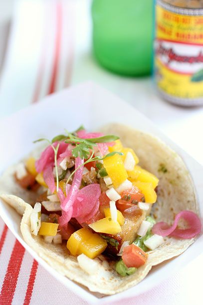 Mango-jicama salad, avocado-basil guacamole