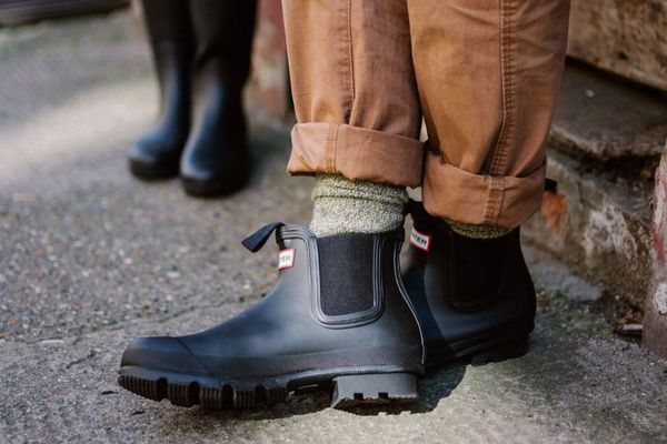 red bottom rain boots