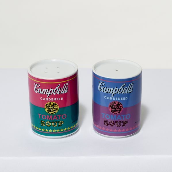 Andy Warhol Tomato Soup Can Porcelain Salt and Pepper Shaker Set