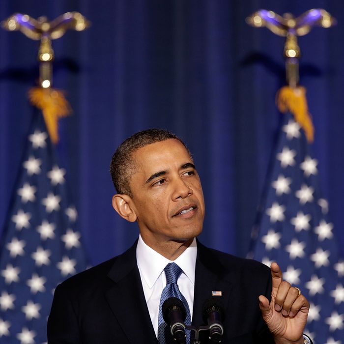U.S. President Barack Obama speaks at the National Defense University May 23, 2013 in Washington, DC. Obama used the speech to outline and justify his administration's counterterrorism policy, including increased cooperation with Congress on matters of national security, added transparency regarding the use of drones, and a review of current threats facing the United States. 