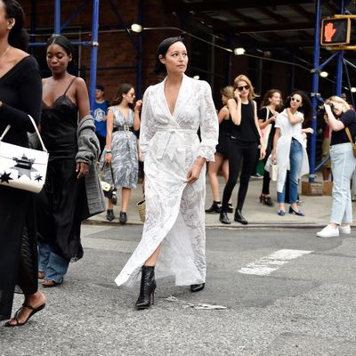 Rachael Wang at New York Fashion Week, September 2015.