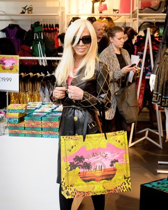 Donatella Versace at the London launch. Obviously she did not have to wait in line.