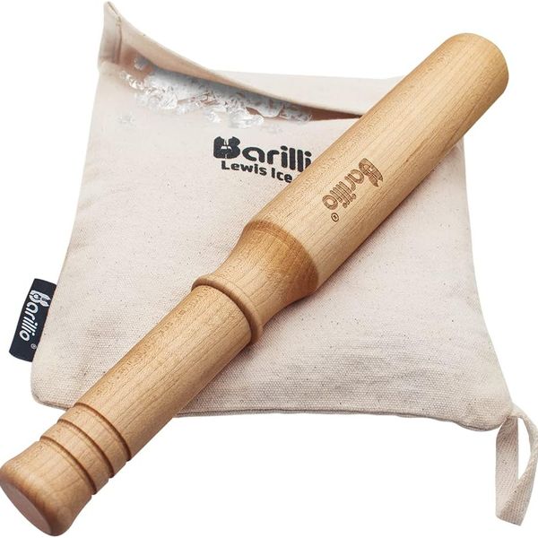 Barillio BIG-SHOT 13.75” Hard Maple Muddler Mallet & Lewis Ice Bag Kit