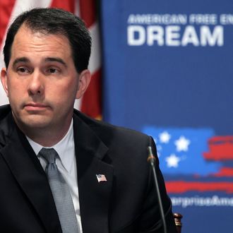 WASHINGTON - JUNE 20: Governor of Wisconsin Scott Walker listens during the 2011 Governors Summit of U.S. Chamber of Commerce June 20, 2011 in Washington, DC. The summit was to focus on policies that help states to attract businesses and to improve the economy. (Photo by Alex Wong/Getty Images)