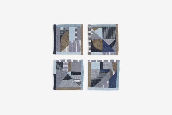 Thompson Street Studio Linen & Cotton Patchwork Coasters, Set of 4