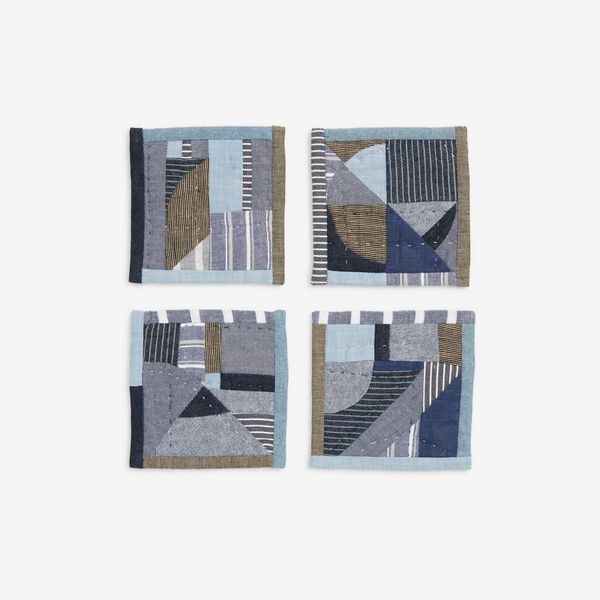 Thompson Street Studio Linen & Cotton Patchwork Coasters, Set of 4