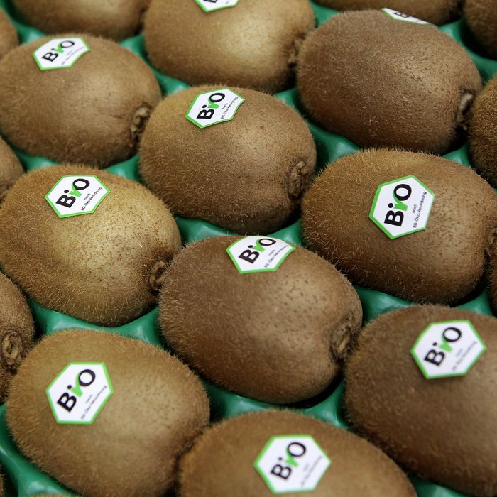 Fruit stickers, as seen in a real-life setting.