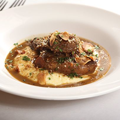 Creamy polenta, toasted breadcrumbs, crispy garlic