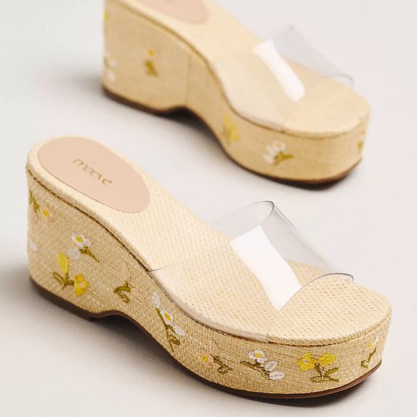 Maeve Embroidered PVC Platform Sandals