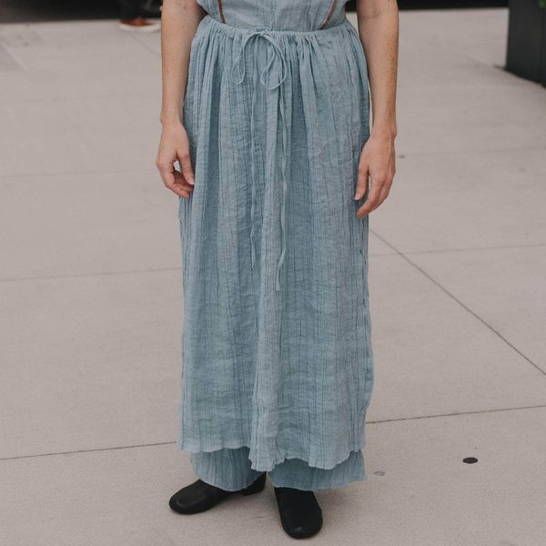 Baserange Max Crinkle Linen Skirt - Wuxi Blue