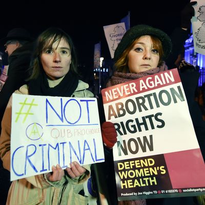 A January pro-choice rally in Belfast for the 21-year-old woman. Photo by Charles McQuillan/Getty Images
