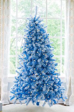 King of Christmas 6.5’ Duchess Blue Flock Artificial Christmas Tree