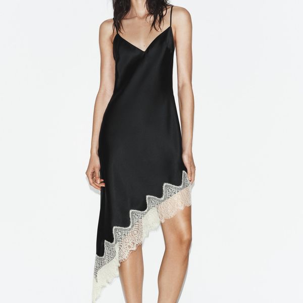 Zara Satin Effect Lace Dress
