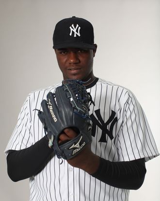 Michael Pineda #35 of the New York Yankees poses for a portrait during the New York Yankees Photo Day