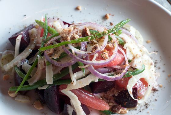 Pickled beets, fennel, haricot vert, ruby grapefruit, and yogurt.