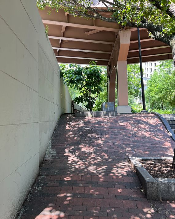 The plaza covers three acres now; local activists are trying to make it nine altogether.
