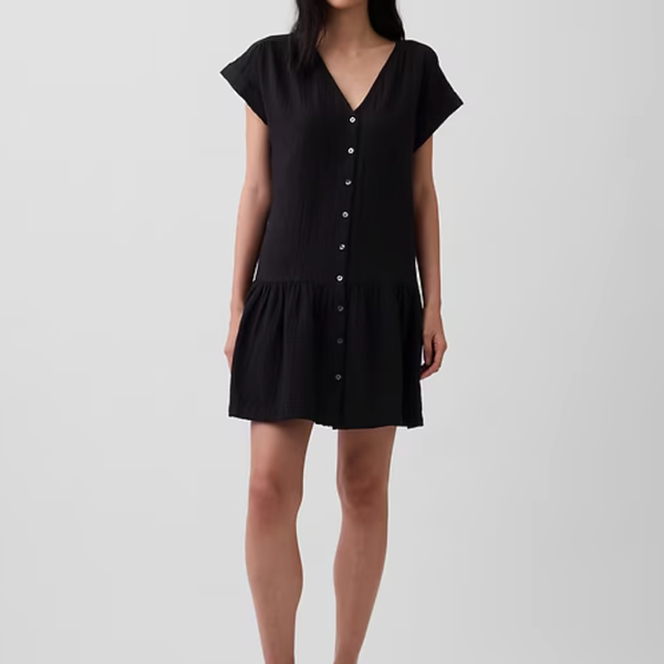 Gap Cotton Gauze V-Neck Tunic Dress