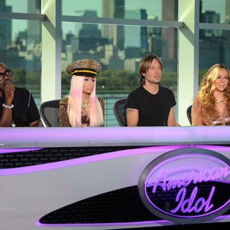 AMERICAN IDOL: Pictured L-R: Randy Jackson, Nicki Minaj, Keith Urban and Mariah Carey at the Chicago auditions of AMERICAN IDOL airing on the two-night premiere Wednesday, Jan. 16 (8:00-10:00 PM ET/PT) and Thursday, Jan. 17 (8:00-10:00 PM ET/PT).