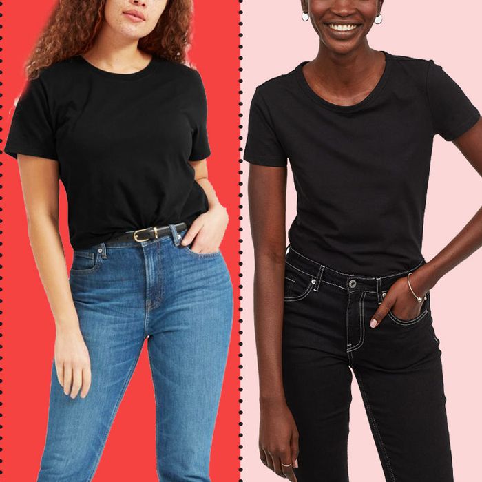 black t shirt women front and back