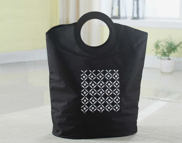 Bintopia Polyester Carry Hamper in Black/White