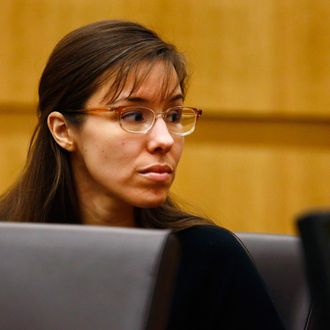  Defendant Jodi Arias looks to her family during closing arguments during her trial at Maricopa County Superior Court in Phoenix, Arizona, May 3, 2013. Defense counsel for Jodi Arias denied in closing arguments on Friday in her high-profile murder trial that she went on a meticulously planned covert mission to Arizona expressly to kill her ex-boyfriend and then hide her tracks. 