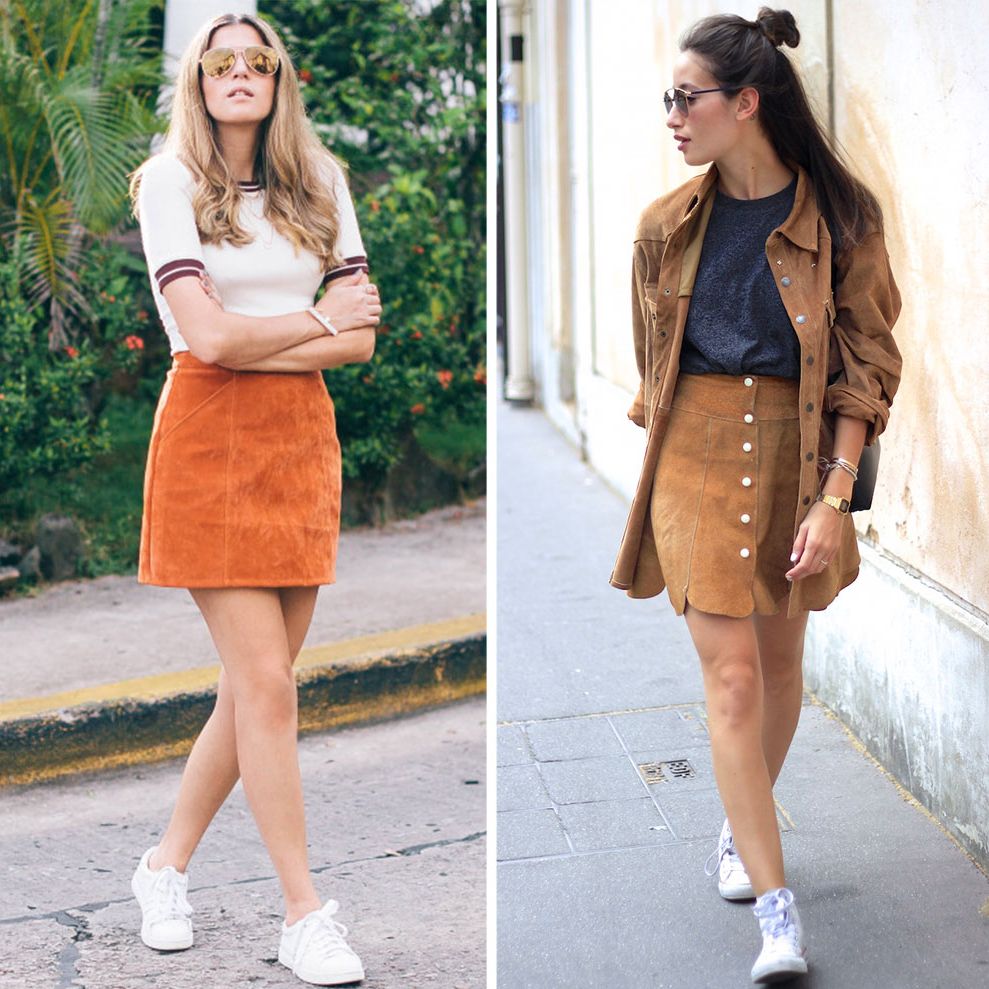 How to wear 2025 brown suede skirt