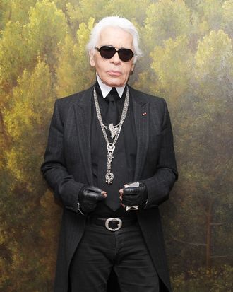 Karl Lagerfeld, ready to rumble in Japan today.