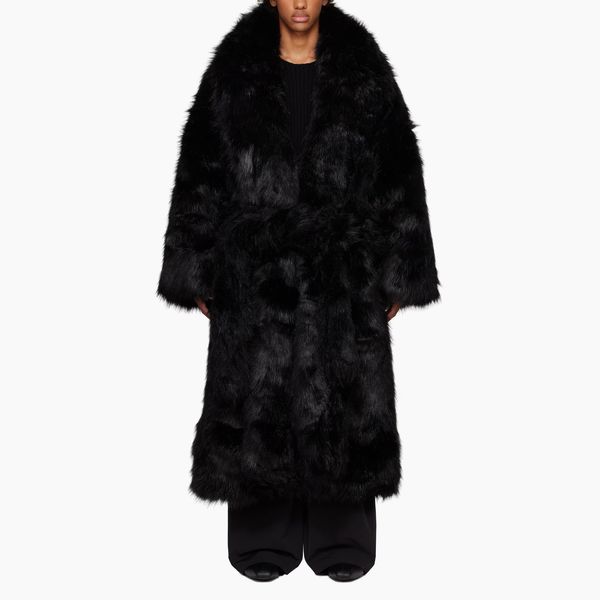 Entire Studios Black Vast Faux Fur Coat