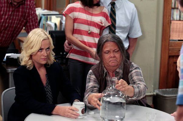 PARKS AND RECREATION -- "Ron & Tammys" Episode 402 -- Pictured: (l-r) Amy Poehler as Leslie Knope, Paula Pell as Tammy 0 -- Photo by: Chris  Haston/NBC