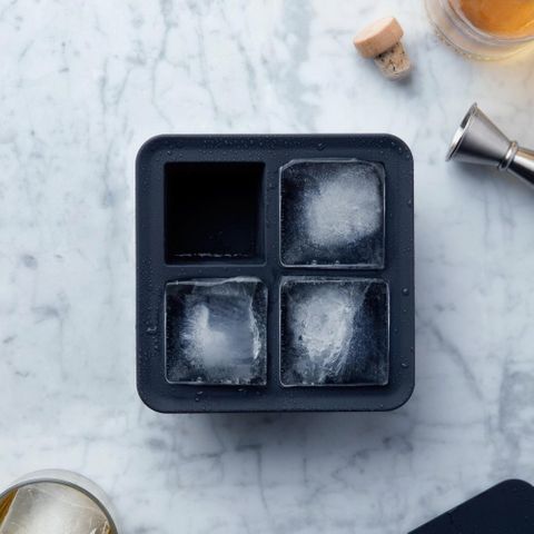 Peak Ice Works by W&P Design, Extra Large Ice Cube Tray in Blue, Silicone, 4 Cubes