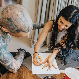 Travis Barker gets girlfriend Kourtney Kardashians name tattooed by his  heart  Irish Mirror Online