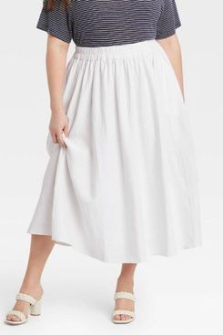 A New Day Smocked Waist Mid-Rise A-Line Skirt