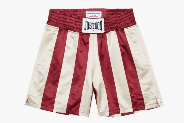 Just Don Striped Cotton-Blend Satin Boxing Shorts